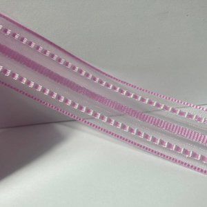 6 Sheer Pink Stripe Ribbon